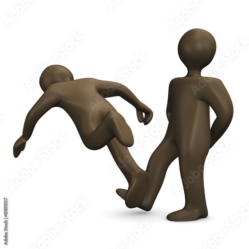 Falle, Bein stellen, Cartoon-Figuren, 3D Illustration