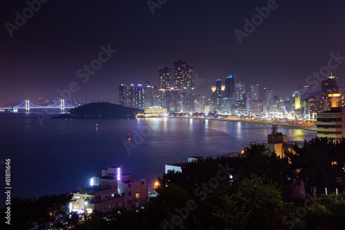 Night view over Busan city, South Korea. © Elena Ermakova
