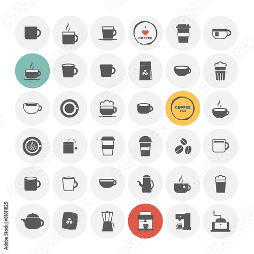 Coffee icons set. Vector Illustration.