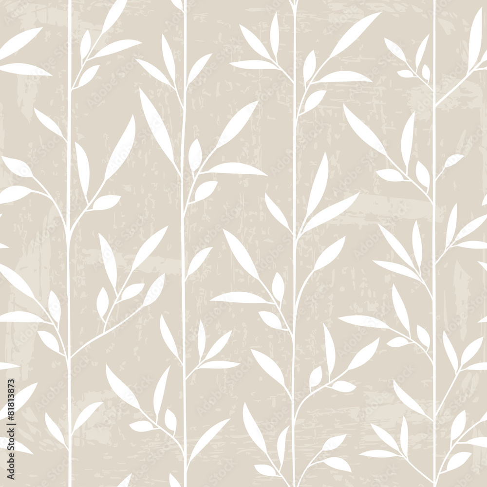 Seamless leaf pattern with grunge texture