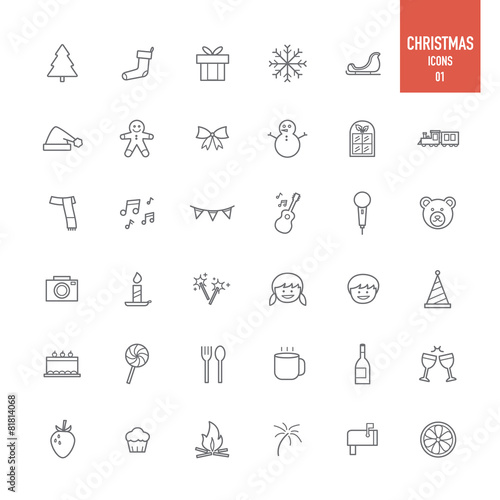 Christmas icons set.Vector illustration.