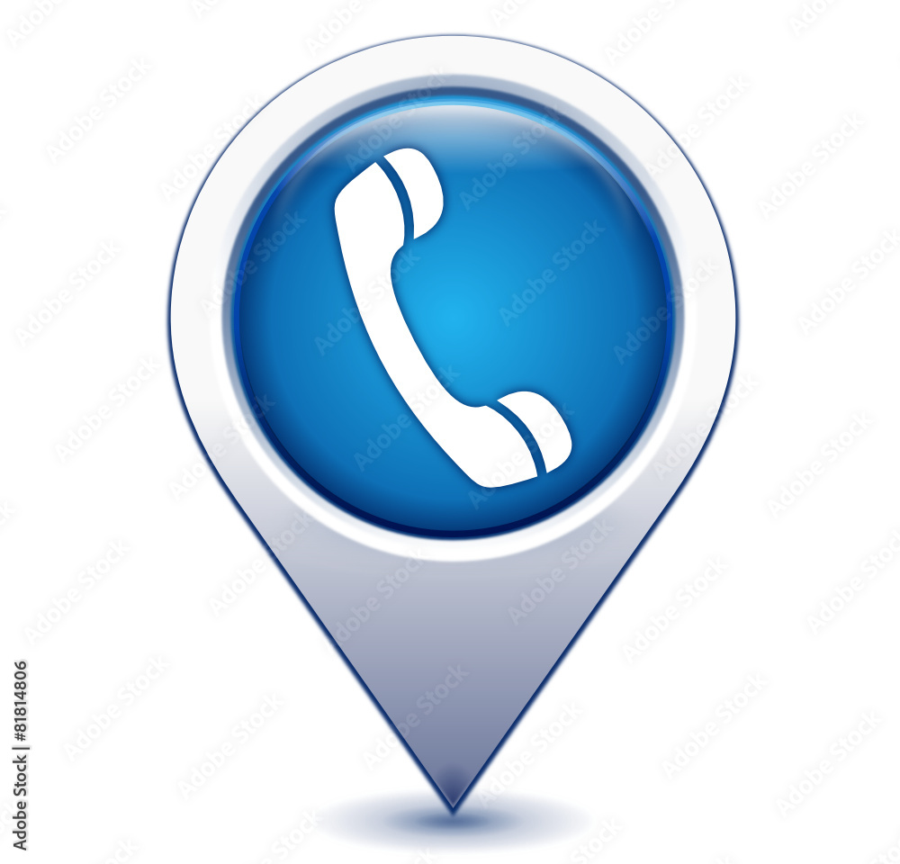 téléphone fixe sur marqueur géolocalisation bleu téléphone fixe sur marqueur géolocalisation bleu