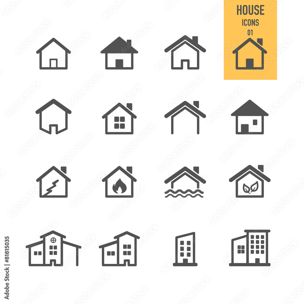 House icons. Real estate. Vector illustration. - obrazy, fototapety, plakaty 
