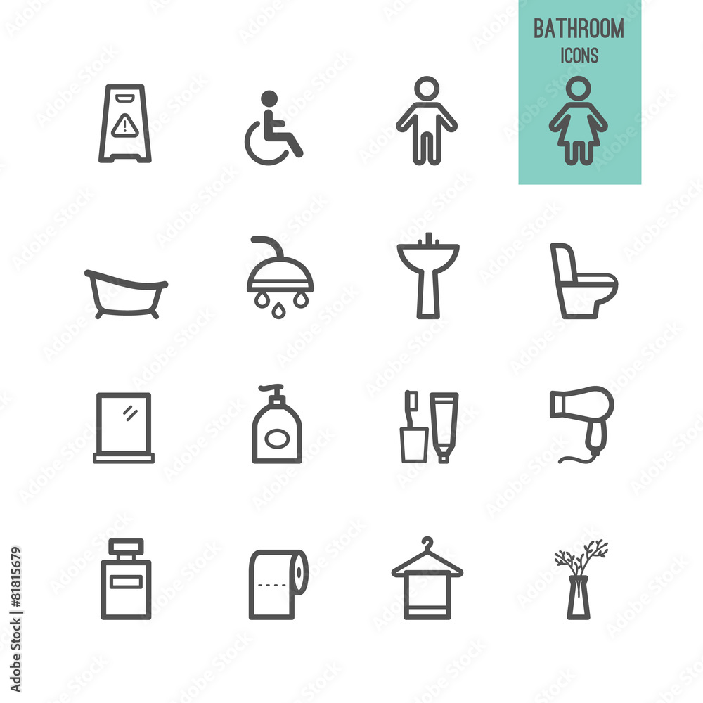 Bathroom icons set. Vector illustration. Bathroom icons set. Vector illustration.