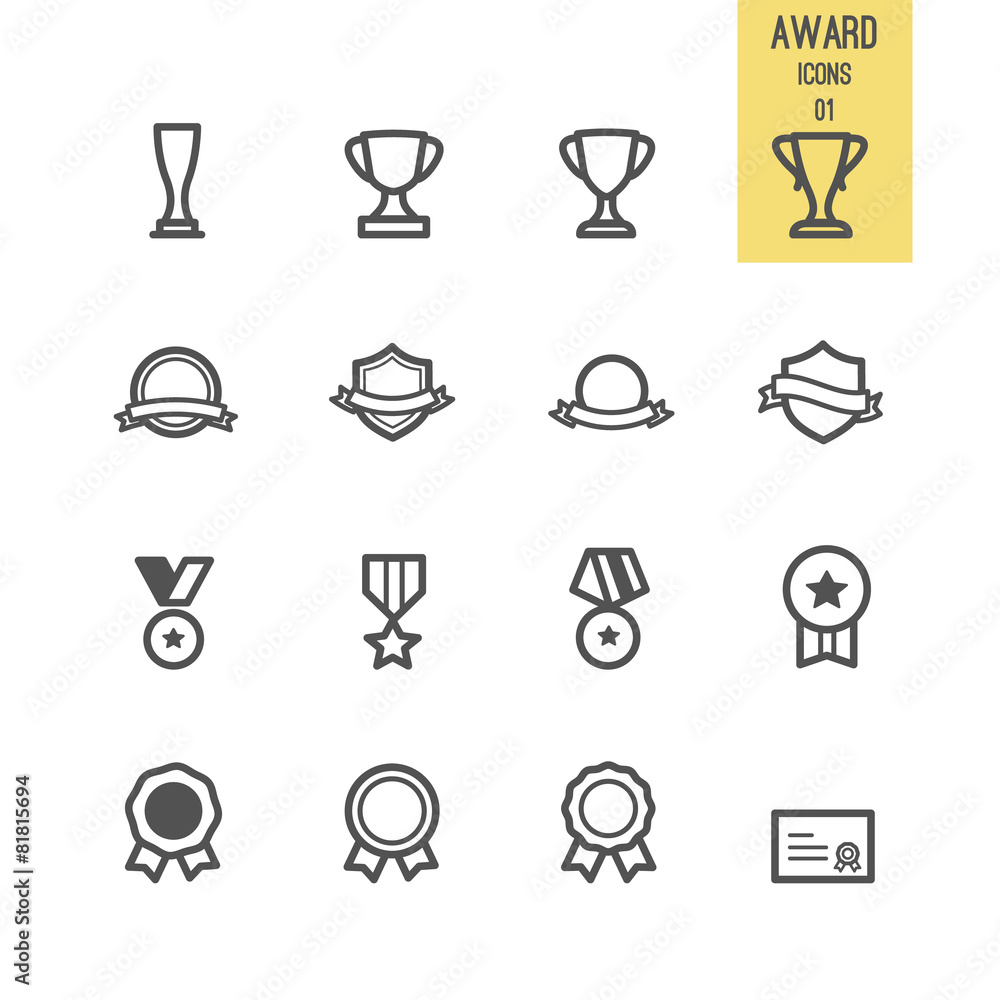 Set of award icons. Vector illustration. Set of award icons. Vector illustration.