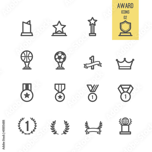 Set of award icons. Vector illustration.