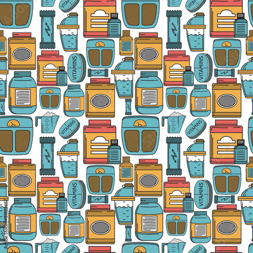 Sports nutrition flat color vector background