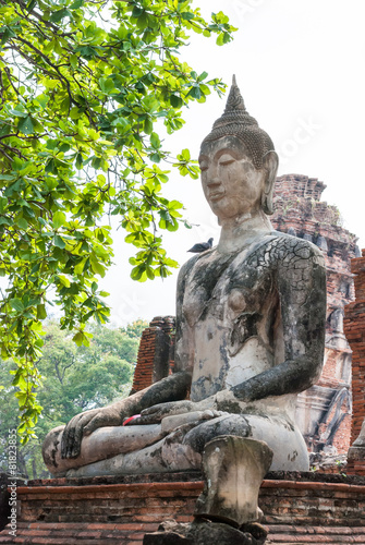 Ancient buddha statue in Wat mahathat  Ayutthaya  Thailand