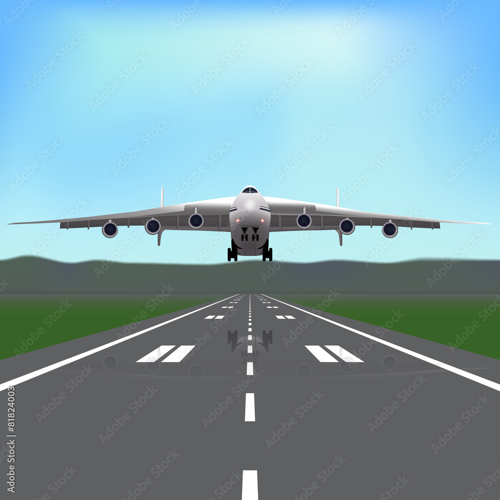 Fototapeta premium plane taking off with a reflection