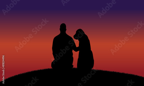 Man with dog silhouettes