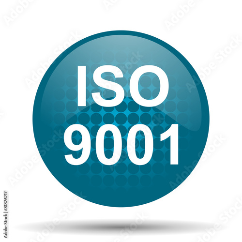 iso 9001 blue glossy web icon