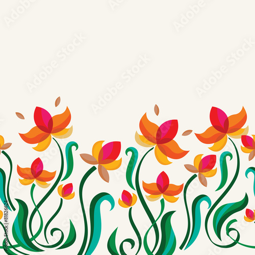 Fototapeta Naklejka Na Ścianę i Meble -  Abstract colorful floral seamless background with place for text