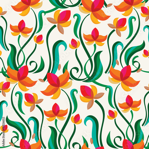 Abstract colorful floral seamless pattern. Vector decorative flo