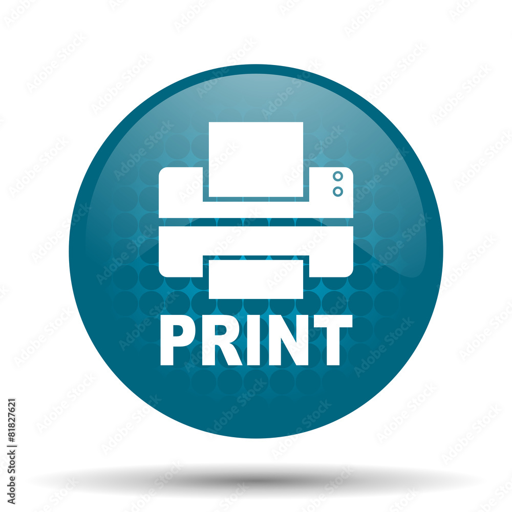 printer blue glossy web icon printer blue glossy web icon