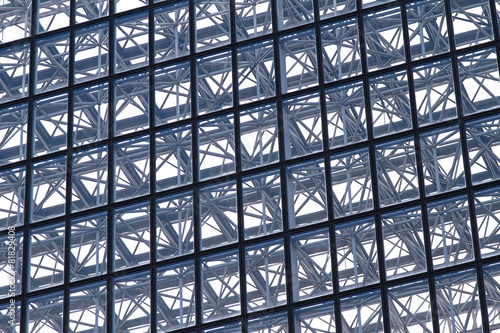 Diagonal lines at glass and metal building structure