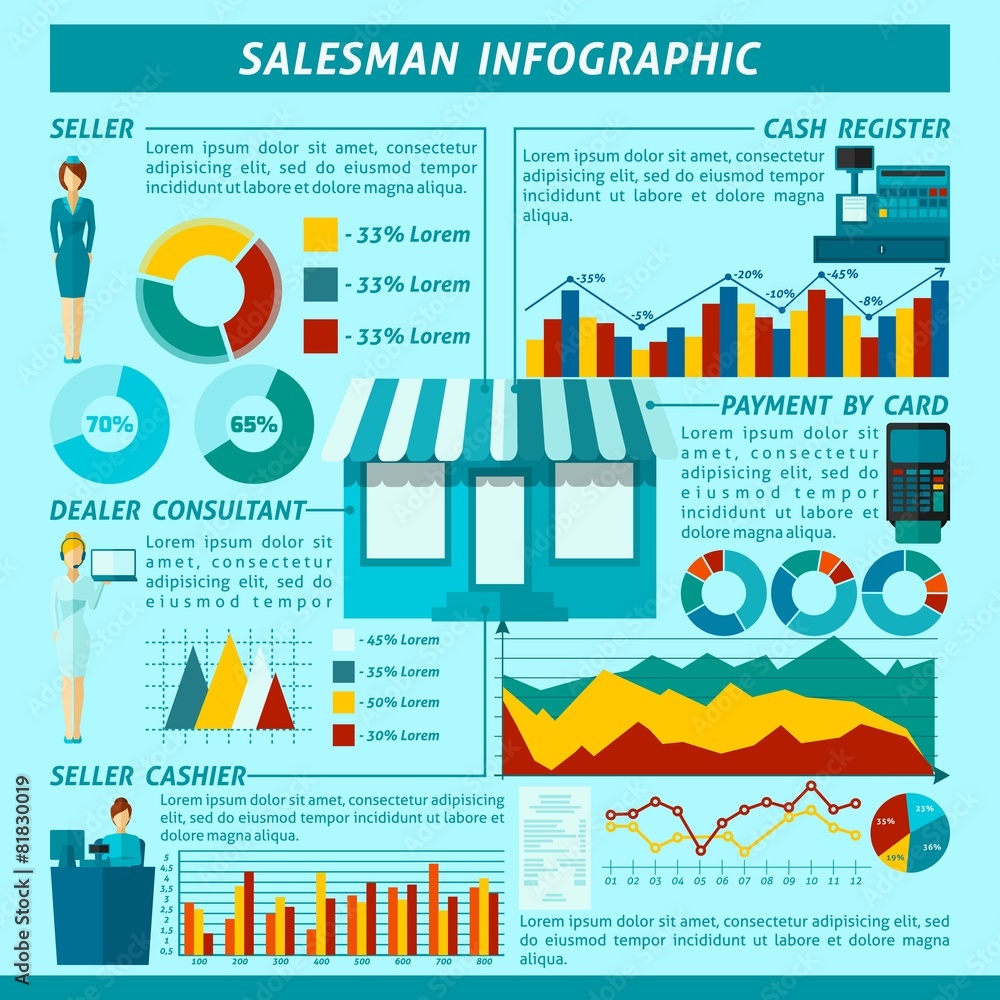Obraz premium Salesman Infographics Set