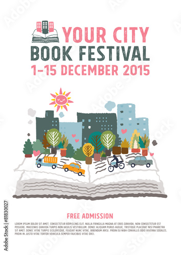 Book Festival poster concept, vector Illustration