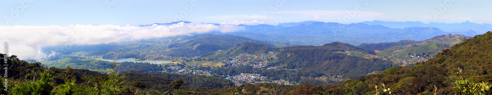 panorama with Nuwara Eliya and mountains around