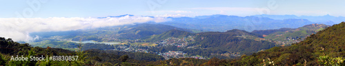 panorama with Nuwara Eliya and mountains around