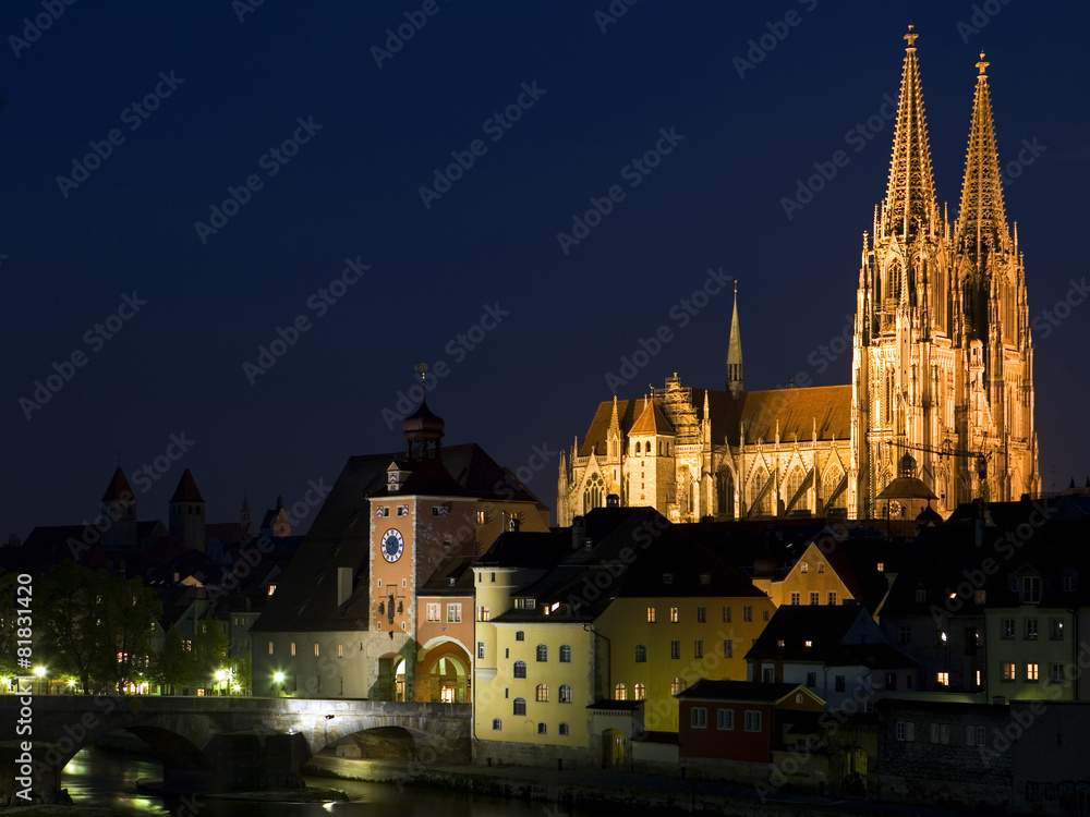 Regensburger Dom zur blauen Stunde