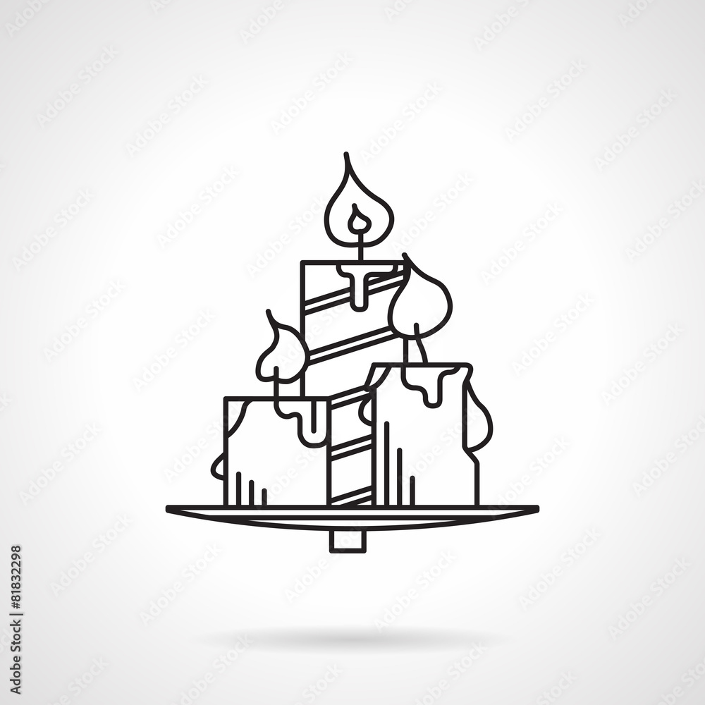 Candles black line vector icon