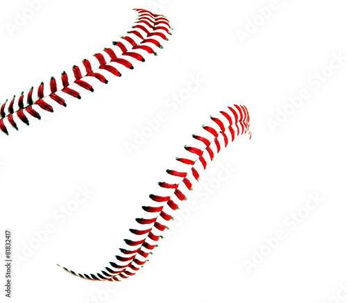High key image of a baseball and stitches