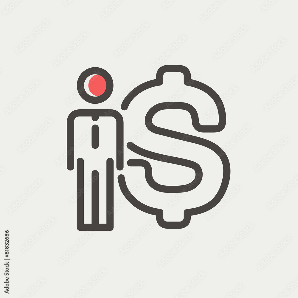 Businessman with dollar sign thin line icon Businessman with dollar sign thin line icon