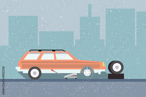 Car tire change