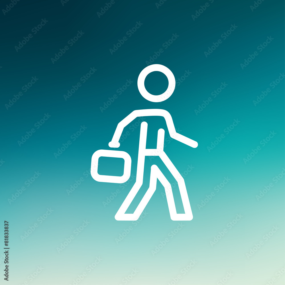 Man walking with briefcase thin line icon Man walking with briefcase thin line icon