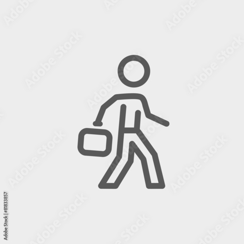 Man walking with briefcase thin line icon