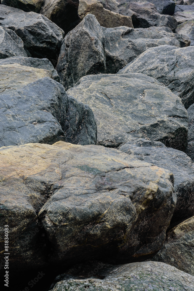 Rock pile on Whitby beach