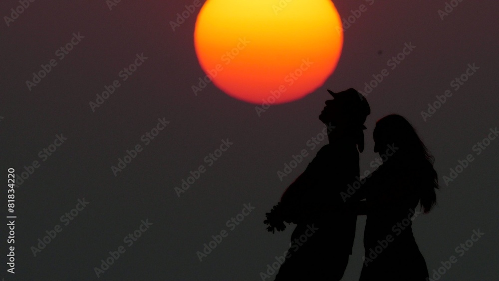 Silhouette of a dancing couple Silhouette of a dancing couple