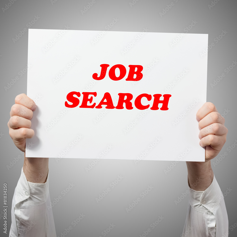 Hands holding placard billboard poster with need job text isolat Hands holding placard billboard poster with need job text isolat