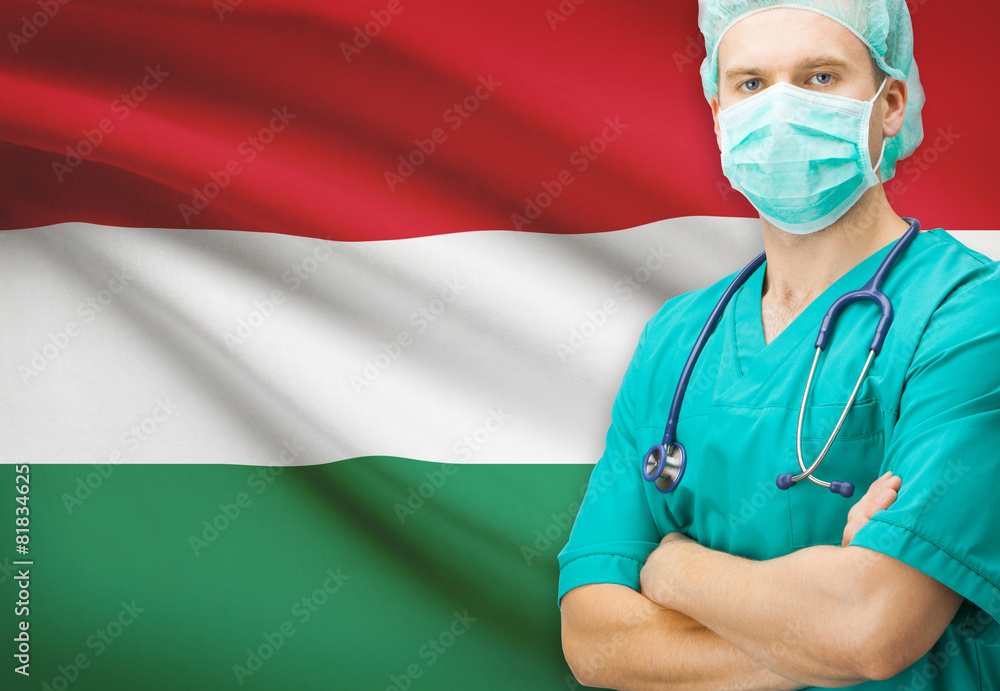 Surgeon with national flag on background series - Hungary Surgeon with national flag on background series - Hungary
