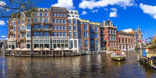 canals of Amsterdam.Panoramic image