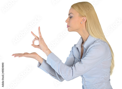 Business woman flick something