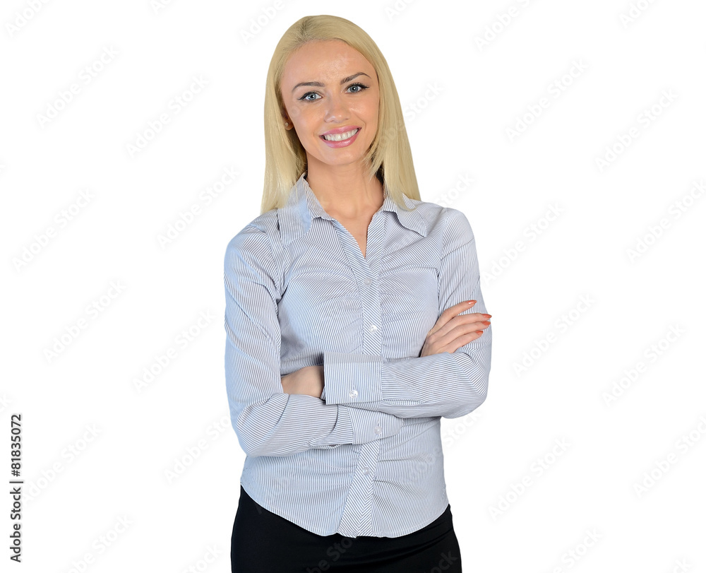 Business woman happy looking camera Business woman happy looking camera