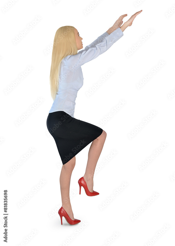 Business woman climb something Business woman climb something