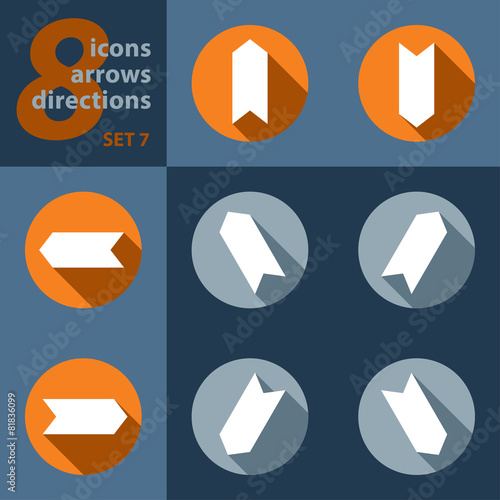 set of eight icons with arrows in all eight directions