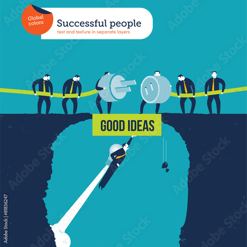 Businessmen trying to connect plug and socket rocketman 