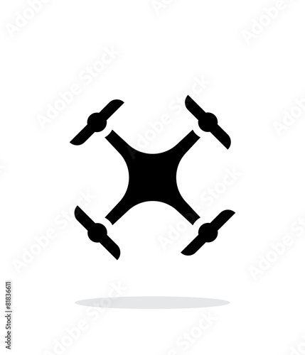 Quadcopter drone simple icon on white background.