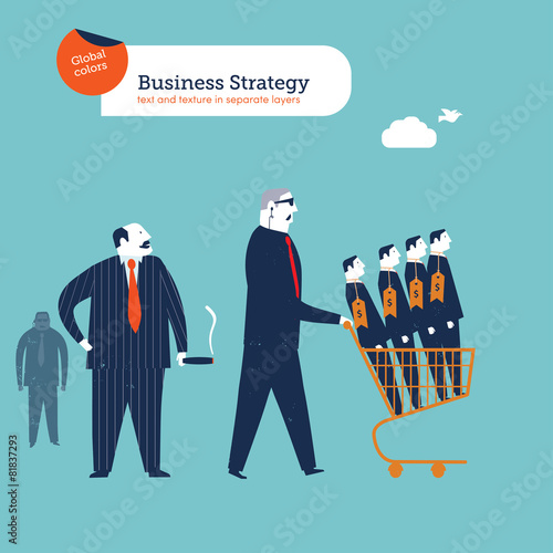 Mob boss with body gard and cart with businessmen