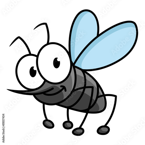 Funny smiling gray mosquito cartoon character