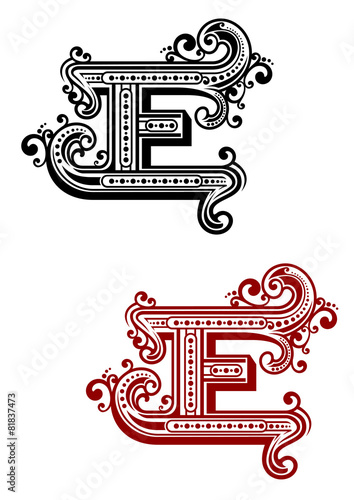 Retro capital alphabet letter E