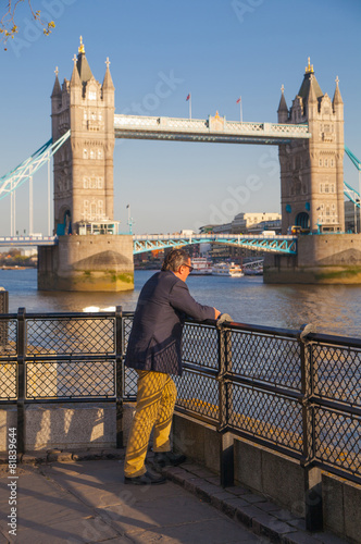 LONDON, UK - APRIL15, 2015: Tower bridge in sunset. photo