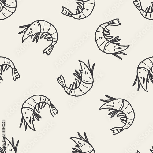 shrimp doodle seamless pattern background