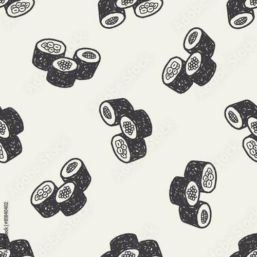 sushi doodle seamless pattern background