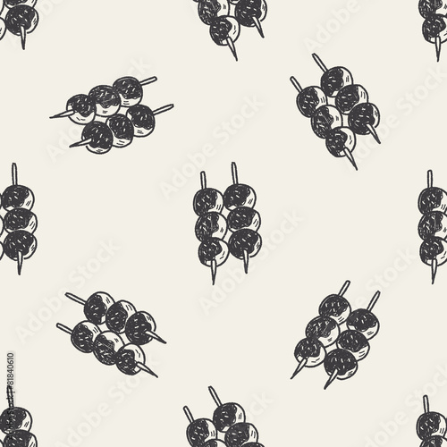 meatballs doodle seamless pattern background