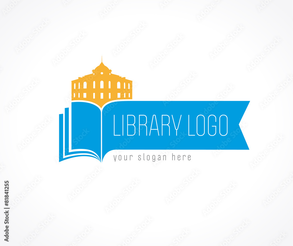 Naklejka premium library logo bookmark