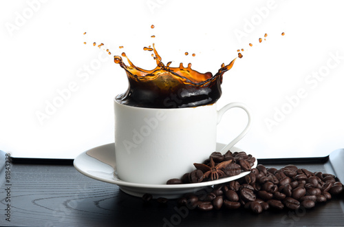 splash coffee isolated on white background